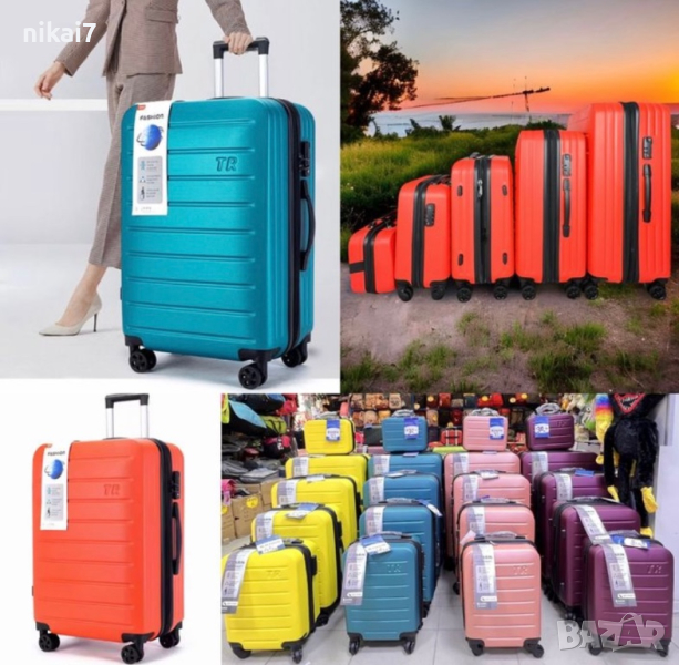 пътнически куфар+разширител 5см 5бр ABS удароустойчив 4 колела 360°, снимка 1