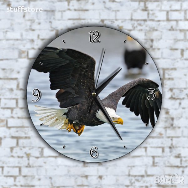 Стенен Часовник - Красив Орел на Езеро, снимка 1