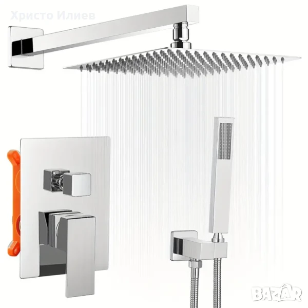 Душ система за вграждане с термостатен Смесител за баня Квадратен, снимка 1