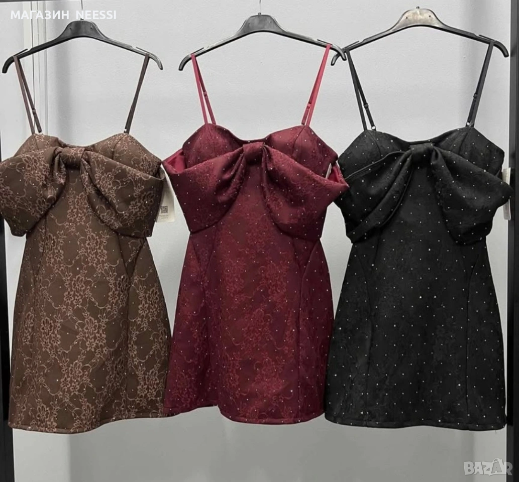 Къса рокля бордо , черна , снимка 1