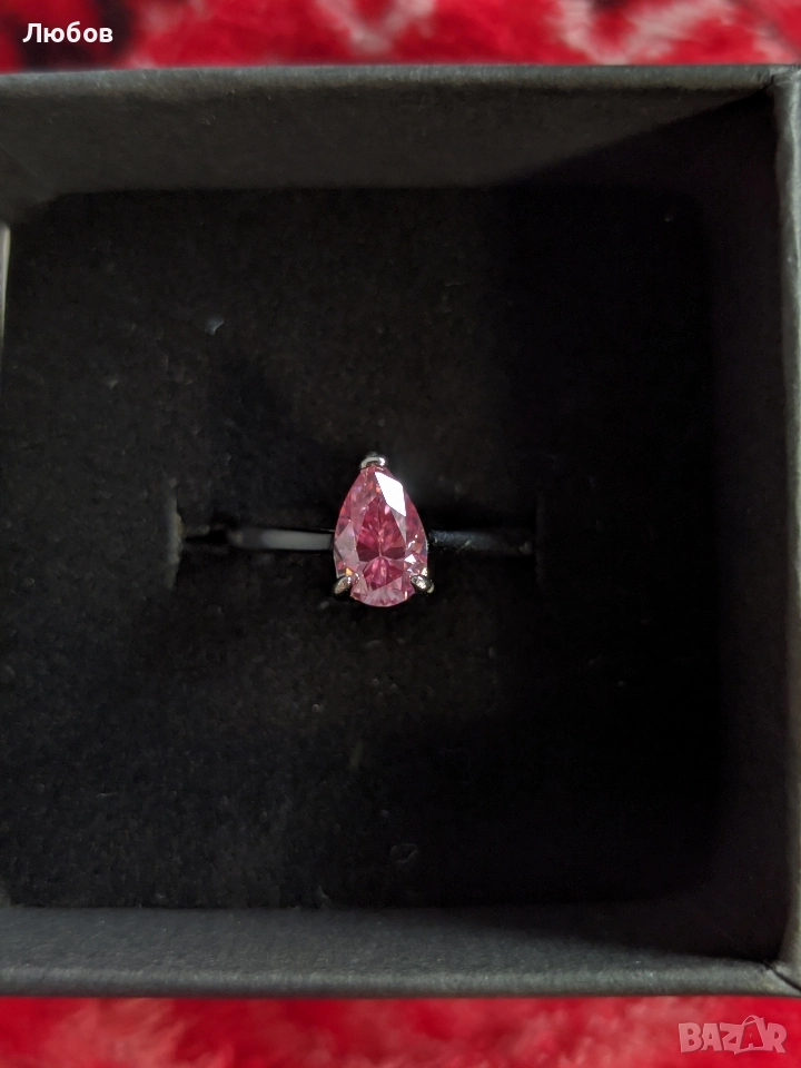 Нов сребърен пръстен с мойсанит, снимка 1