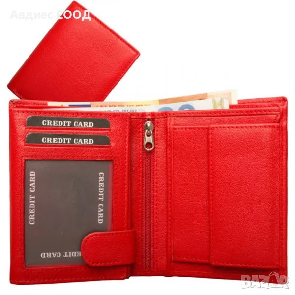 Червено портмоне естествена кожа , снимка 1