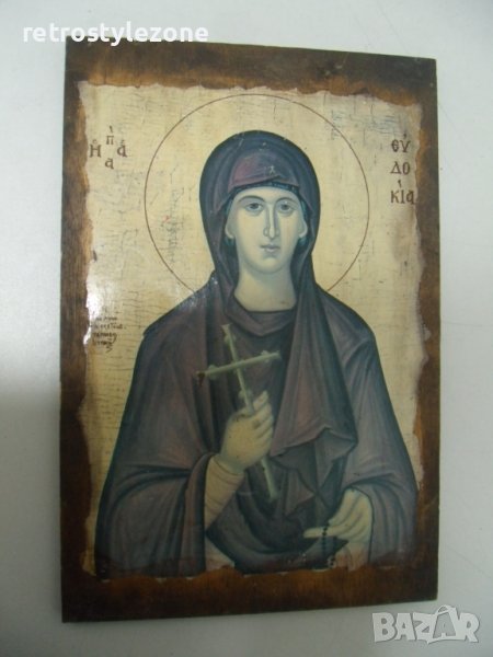№ 6688 стара икона   - размер 30 / 20 см   - основа дърво , щампована апликация , снимка 1