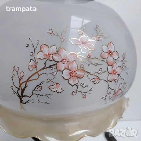 НАЙ ДОБРАТА ОФЕРТА Стара немска голяма настолна Лампа , дърво,Месиннг и стъкло., снимка 3 - Антикварни и старинни предмети - 52613902