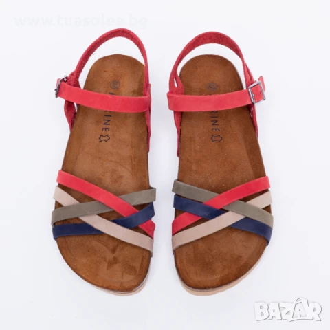 🥁 Намаление - Цветни дамски сандали от естествен набук | Марка Tuasolea, снимка 1