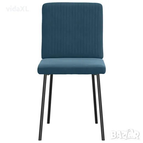 vidaXL Трапезни столове, 2 бр, сини, кадифе, снимка 4 - Столове - 56147572