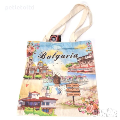 Сувенирна чанта, текстилна - тип пазарска - декорирана със забележителности от България 33см Х 37см, снимка 6 - Други - 44446588