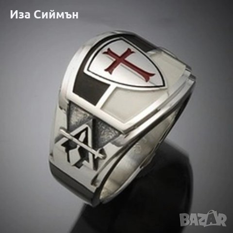 Сребърен пръстен тамплиер, снимка 2 - Пръстени - 35165665