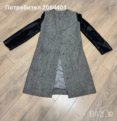 Дамско палто от вълна и естествена кожа