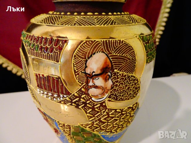 Satsuma Kinkozan Tsukuru,ваза японски порцелан. , снимка 6 - Вази - 33984435