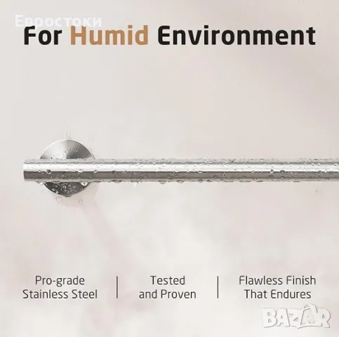 KES Държач за хавлии за баня от неръждаема стомана SUS304 Монтирана на стена 40 см, A2000S40-2 , снимка 4 - Други - 48803743