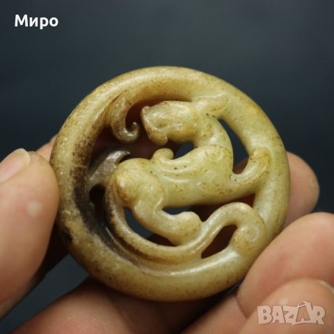ЕСТЕСТВЕН НЕФРИТ ДРАКОН ''ПИКСИУ'' МИТИЧНО СЪЗДАНИЕ МЕДАЛЬОН ТАЛИСМАН АМУЛЕТ, снимка 6 - Други ценни предмети - 40737303