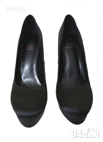 Нови дамски черни сатенени обувки на висок ток 38 размер, снимка 5 - Дамски обувки на ток - 53184001