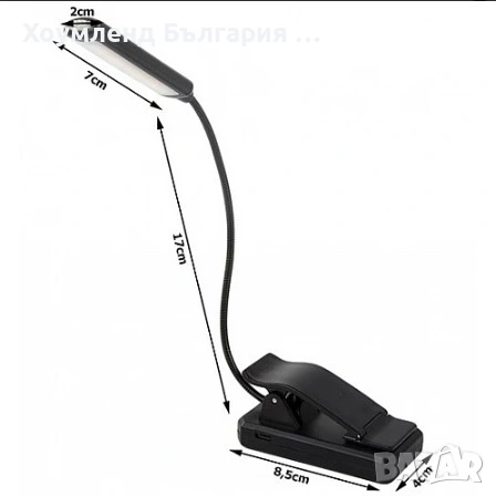 Безжична лампа с щипка за четене на книга, снимка 6 - Настолни лампи - 54355995