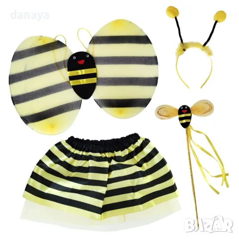 2878 Парти детски костюм Пчеличка сет от 4 части – пола криле пръчица диадема