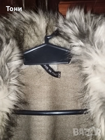 MADE IN ITALY Ново Красиво Дамско Палто с Пух L, снимка 5 - Палта, манта - 54284450
