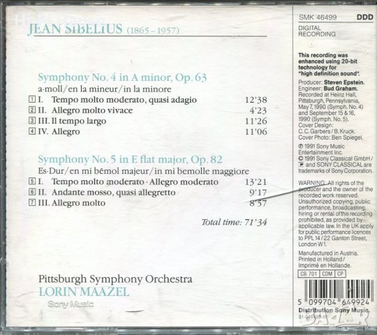 Sibelius Lorin Maazel, снимка 2 - CD дискове - 35372829