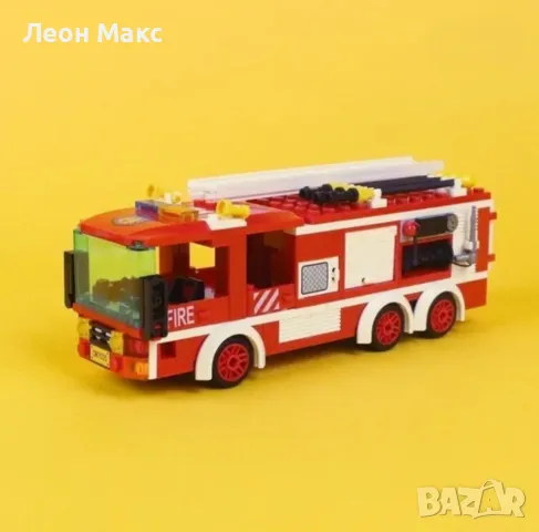 Конструктор Пожарна станция с хеликоптер 969 части, пожарна кола, тип лего , снимка 6 - Конструктори - 48409410