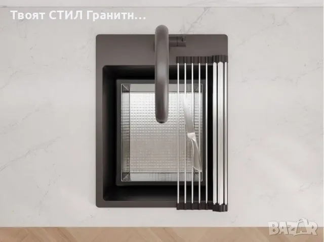 Кухненска Мивка от гранит модел РИГА XL 430 x 500 mm - Черна