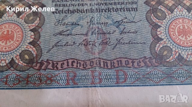Банкнота 100 райх марки 1920година - 14582, снимка 3 - Нумизматика и бонистика - 29078540