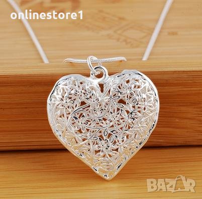 Сребърен медальон - Сърце Код: K110, снимка 3 - Колиета, медальони, синджири - 30665238