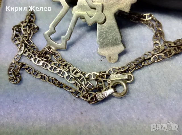 СТИЛЕН ДВОЕН СРЕБЪРЕН КРЪСТ със СРЕБЪРНА ВЕРИЖКА - СРЕБРО 925 ITALY МАЙСТОРСКА АРТ ИЗРАБОТКА 50133, снимка 8 - Колиета, медальони, синджири - 49327994