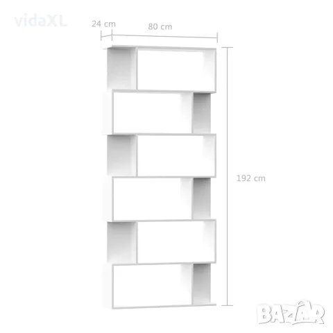 vidaXL Библиотека/разделител за стая бяла 80x24x192 см инженерно дърво, снимка 7 - Етажерки - 56147757