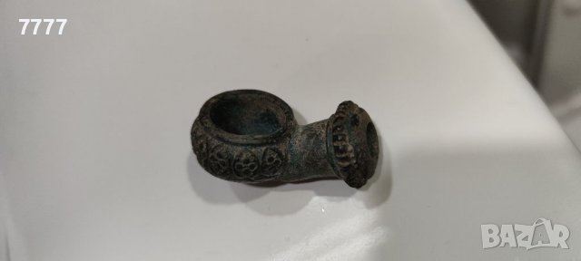 Старинна османска бронзова лула за опиум - тютюн , снимка 4 - Антикварни и старинни предмети - 39584384