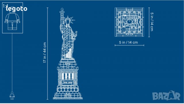 НОВО ЛЕГО 21042 Архитектура - Статуята на свободата LEGO 21042 Architecture Statue of Liberty 21042, снимка 3 - Конструктори - 37161911