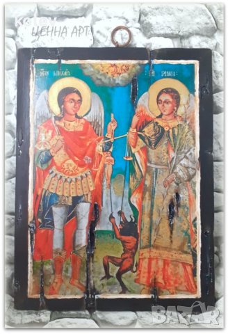 Икона на Свети Архангел Михаил и Свети Архангел Гавраил 33/25 см УНИКАТ, снимка 1 - Икони - 32549170