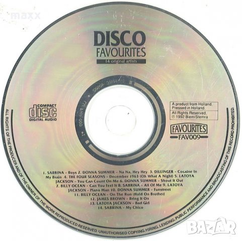 диск CD  Various – Disco Favourites, 1992, снимка 3 - CD дискове - 29143736