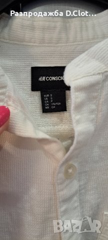 H&M мъжка бяла риза S размер , снимка 3 - Ризи - 44431143