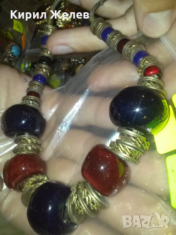 СТАРИННО КОЛИЕ БРОНЗ и МУРАНО ВЕНЕЦИАНСКО СТЪКЛО УНИКАЛНА РЪЧНА ИЗРАБОТКА 4001, снимка 7 - Колиета, медальони, синджири - 29637436