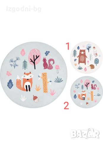Красив кръгъл детски килим - "Животни"! Два различни модела, снимка 1 - Килими - 42697358