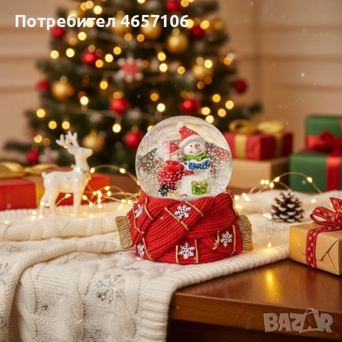 Празнична стъклена снежна топка 12х8 см – идеален коледен подарък, снимка 3 - Други - 52494424
