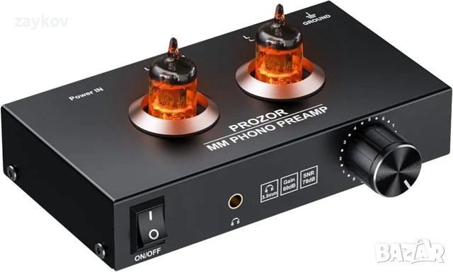 PROZOR Phono предусилвател с лампи за MM грамофон с контрол на силата на звука