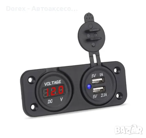 Волтметър с 2 USB порта за кола