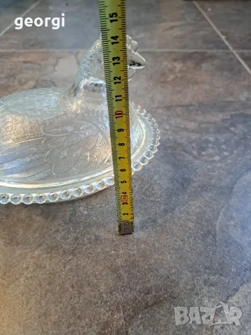 ретро стъклена бонбониера кокошка  7/2, снимка 6 - Аксесоари за кухня - 49778440