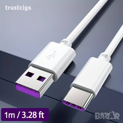 USB кабел за бързо зареждане 1м 5А, снимка 2 - Резервни части за телефони - 44481885