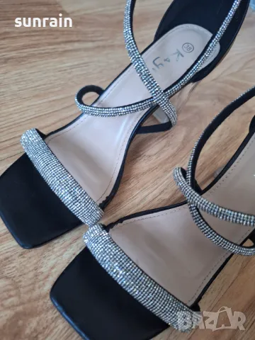 дамски обувки с блясък, камъчета, снимка 3 - Дамски обувки на ток - 50356018