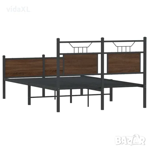 vidaXL Рамка за легло без матрак кафяв дъб 120x200 см инженерно дърво, снимка 8 - Спални и легла - 56147569