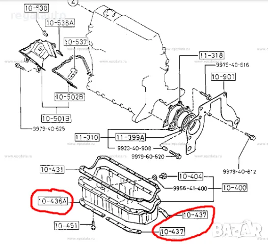 PN1110436A,PN1110437,планки крепежни картер MAZDA 323 BF,BW Diesel, снимка 2 - Части - 47868227