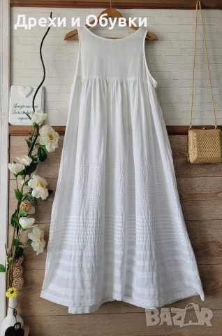 Бяла лятна рокля памучна материя бохо, снимка 4 - Рокли - 54235178