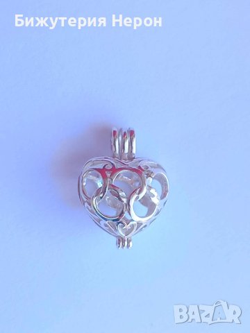 Сребърна висулка Сърце отваряема, снимка 1 - Колиета, медальони, синджири - 42861728