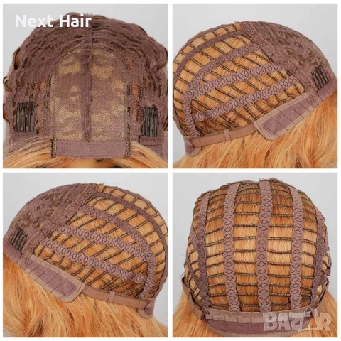 Оранжева къдрева перука с руси краища на път, снимка 3 - Аксесоари за коса - 52896203