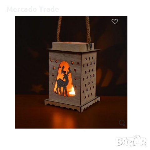 Декоративен фенер Mercado Trade, Дърво, Елени, Кафяв, снимка 2 - Декорация за дома - 42827528