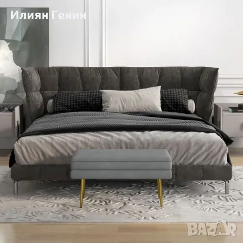 HOMCOM Тапицирана пейка с място за съхранение, стомана, 79,5 см x 37,5 см x 43 см, снимка 2 - Дивани и мека мебел - 56048711