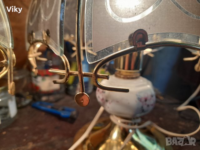 Порцеланови руски съветски нощни лампи с витраж трипозиционни уникат, снимка 5 - Колекции - 42299075