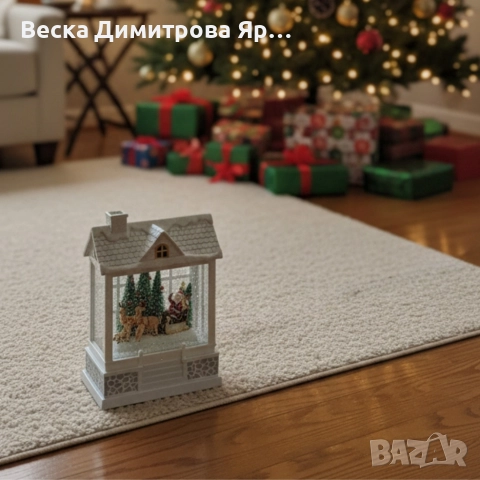 Снежна Коледна къщичка с Дядо Коледа – Идеален празничен акцент, снимка 3 - Декорация за дома - 52628305