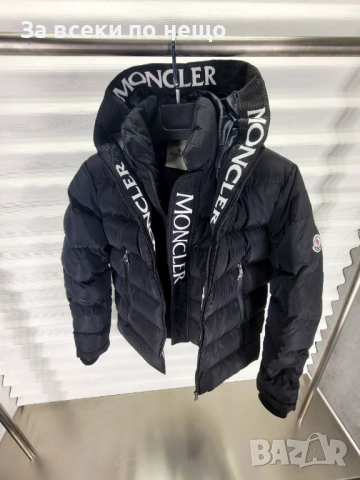 Moncler Мъжко Черно Зимно Яке Със Силиконов Пълнеж И Бродирано Лого Монклер Код A858
